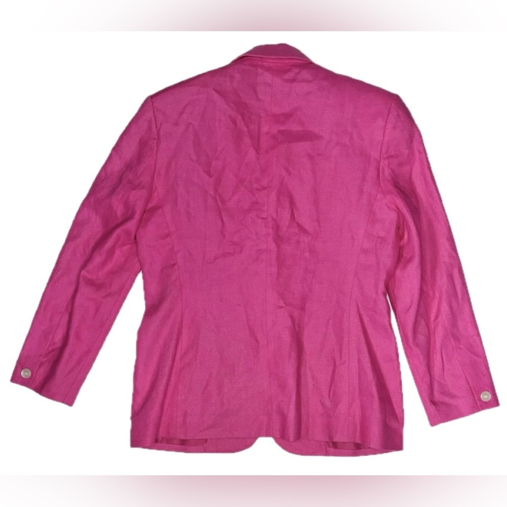 Vintage Talbots Pink Linen  Blazer Size 10 Petite 10P Barbiecore Preppy Bold Y2K - Picture 3 of 4